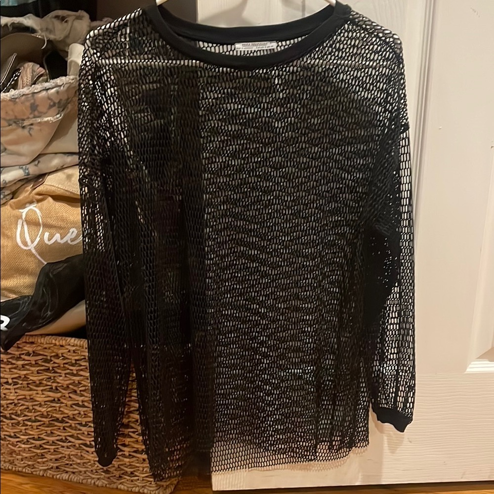 Zara Trafaluc Black Mesh Women's Top, size small